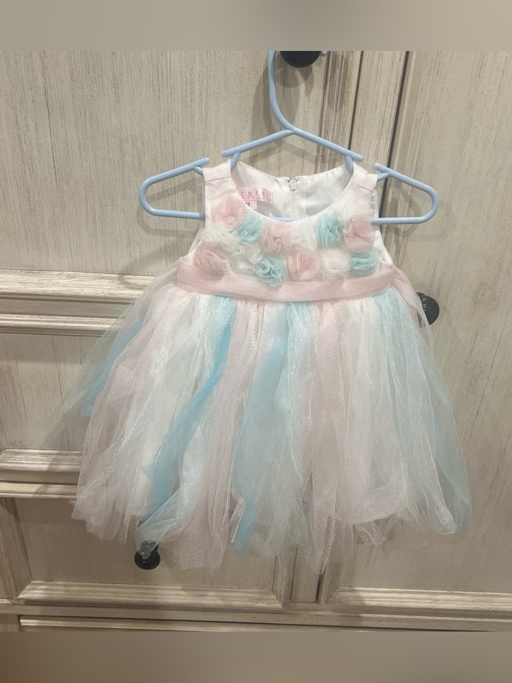 Biscotti Pastel Pink and Blue Tulle Flower Girl Dress